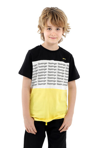 Slazenger - Slazenger PARS Erkek Çocuk Kısa Kollu T-Shirt Siyah - Sarı