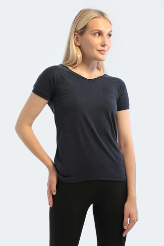 Slazenger PLAY Kadın Kısa Kollu T-Shirt Lacivert - Thumbnail