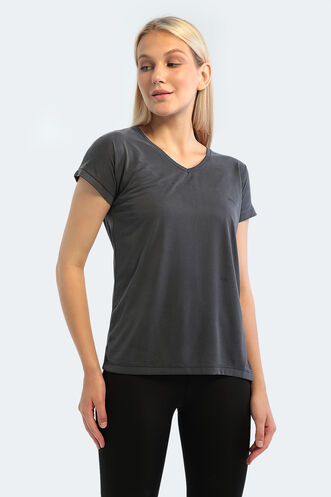Slazenger - Slazenger PLAY Kadın Kısa Kollu T-Shirt Koyu Gri
