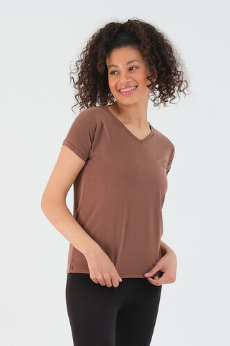 Slazenger - Slazenger PLAY Kadın Kısa Kollu T-Shirt Kahve