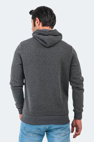 Slazenger BAHA IN Erkek Kapüşonlu Fermuarlı Slim Fit Antrasit Sweatshırt - Thumbnail