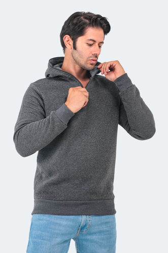 Slazenger BAHA IN Erkek Kapüşonlu Fermuarlı Slim Fit Antrasit Sweatshırt - Thumbnail
