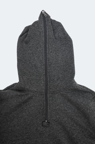 Slazenger BAHA IN Erkek Kapüşonlu Fermuarlı Slim Fit Antrasit Sweatshırt - Thumbnail
