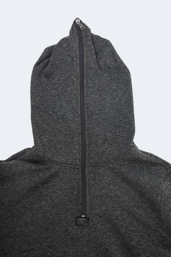 Slazenger BAHA IN Erkek Kapüşonlu Fermuarlı Slim Fit Antrasit Sweatshırt