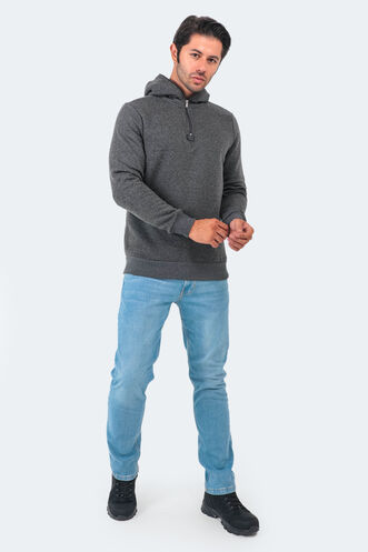 Slazenger BAHA IN Erkek Kapüşonlu Fermuarlı Slim Fit Antrasit Sweatshırt - Thumbnail
