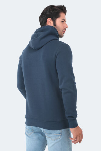 Slazenger BAHA IN Erkek Kapüşonlu Fermuarlı Slim Fit Indigo Sweatshırt - Thumbnail