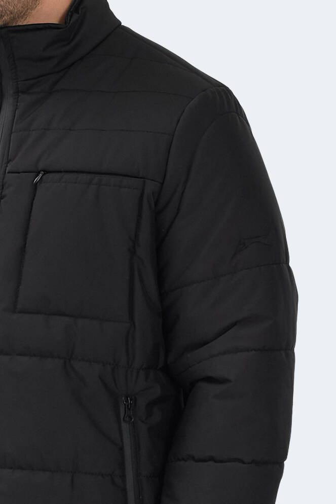 Slazenger BALDWING Erkek Dik Yaka Fermuarlı Siyah Mont & Kaban