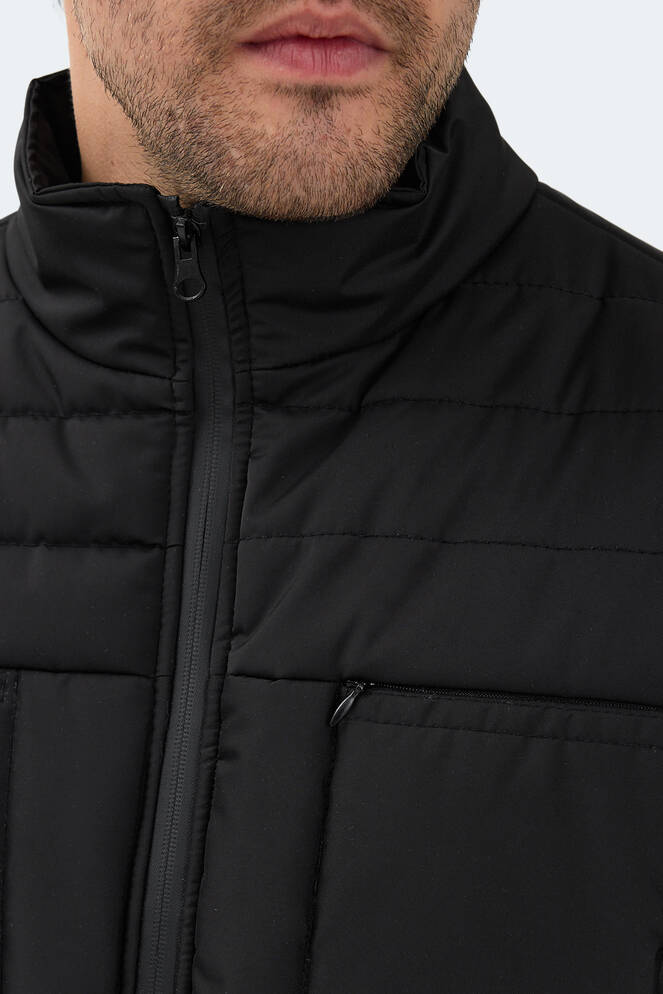 Slazenger BALDWING Erkek Dik Yaka Fermuarlı Siyah Mont & Kaban