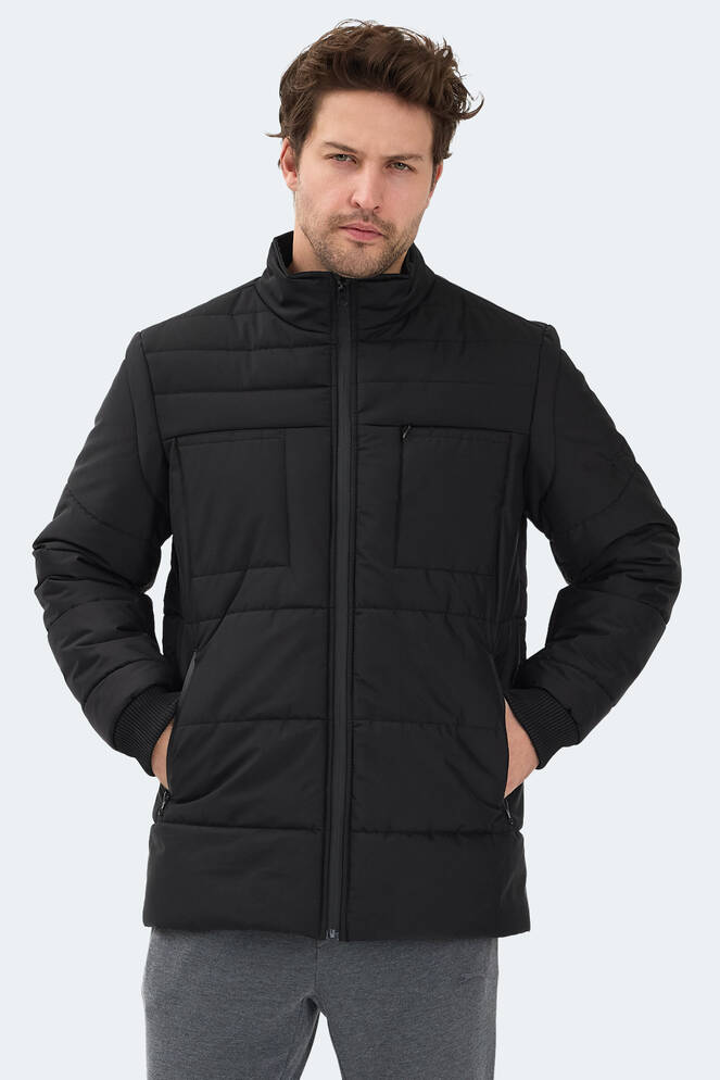 Slazenger BALDWING Erkek Dik Yaka Fermuarlı Siyah Mont & Kaban