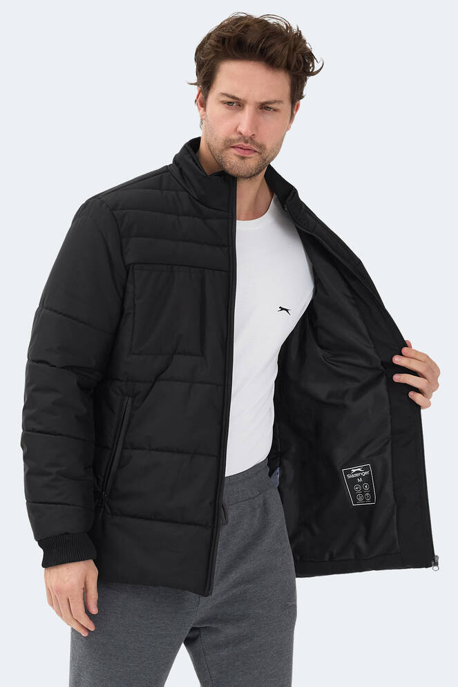 Slazenger BALDWING Erkek Dik Yaka Fermuarlı Siyah Mont & Kaban