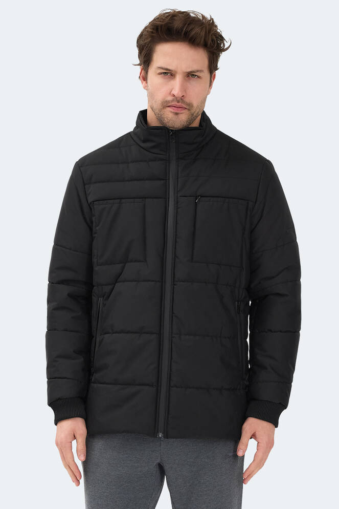 Slazenger BALDWING Erkek Dik Yaka Fermuarlı Siyah Mont & Kaban