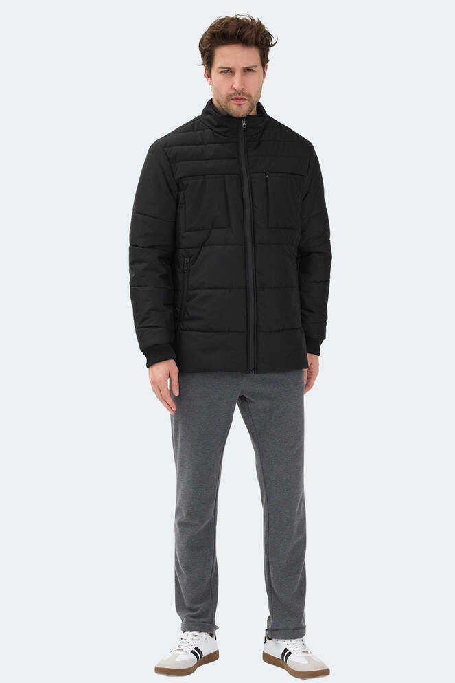 Slazenger BALDWING Erkek Dik Yaka Fermuarlı Siyah Mont & Kaban