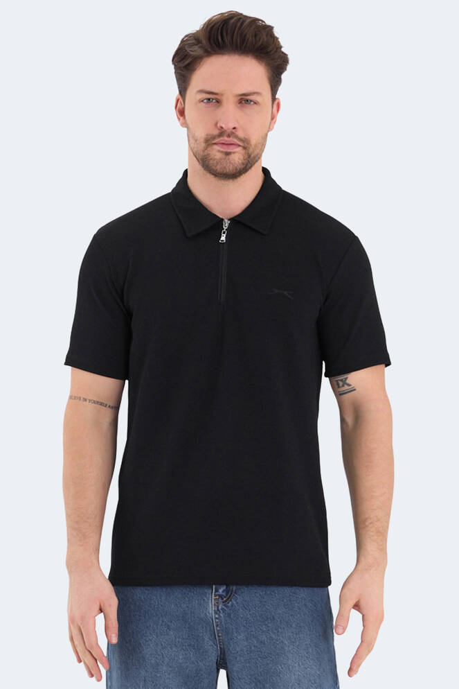 Slazenger BARRIER Erkek Polo Yaka Siyah Tişört