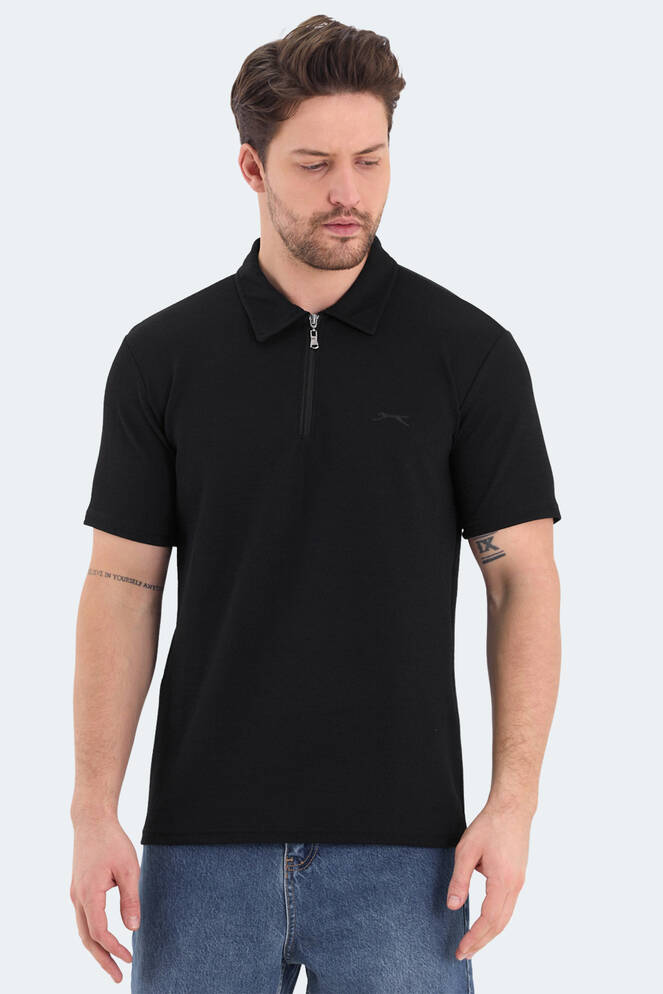 Slazenger BARRIER Erkek Polo Yaka Siyah Tişört