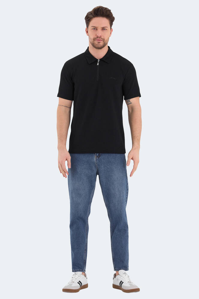 Slazenger BARRIER Erkek Polo Yaka Siyah Tişört