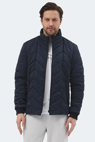 Slazenger BEAST Erkek Dik Yaka Fermuarlı Lacivert Mont & Kaban - Thumbnail