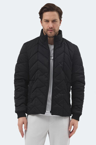 Slazenger BEAST Erkek Dik Yaka Fermuarlı Siyah Mont & Kaban - Thumbnail