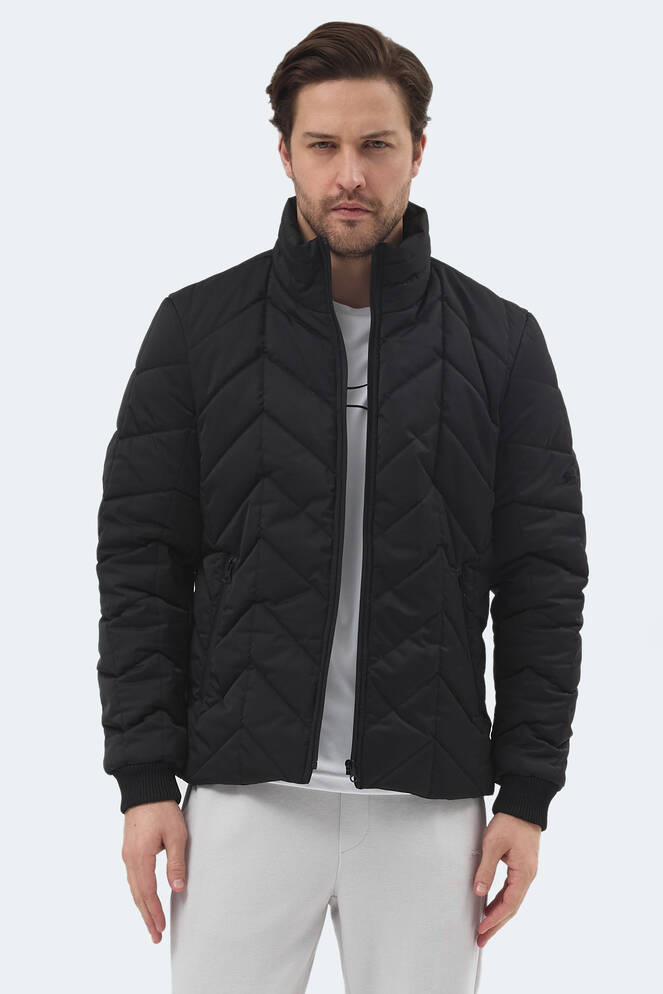 Slazenger BEAST Erkek Dik Yaka Fermuarlı Siyah Mont & Kaban