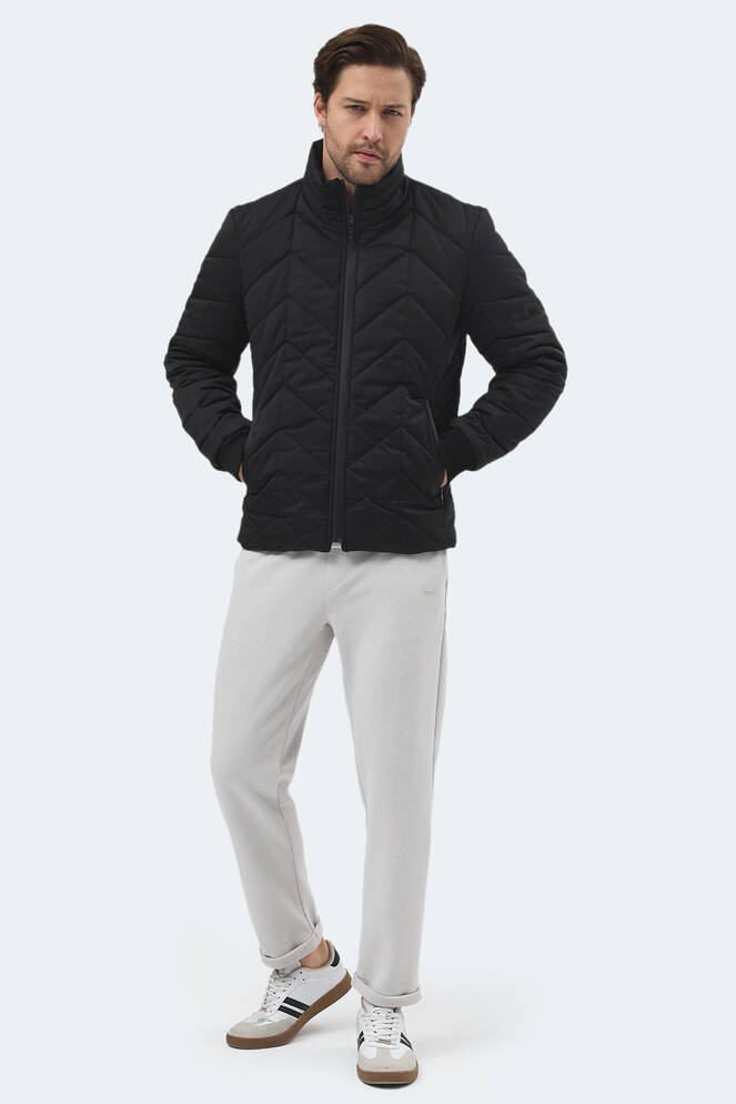 Slazenger BEAST Erkek Dik Yaka Fermuarlı Siyah Mont & Kaban