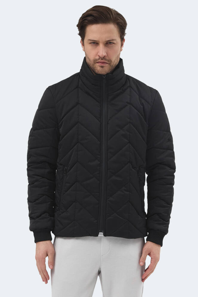 Slazenger BEAST Erkek Dik Yaka Fermuarlı Siyah Mont & Kaban