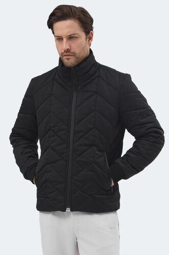 Slazenger BEAST Erkek Dik Yaka Fermuarlı Siyah Mont & Kaban - Thumbnail