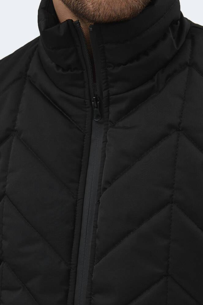 Slazenger BEAST Erkek Dik Yaka Fermuarlı Siyah Mont & Kaban