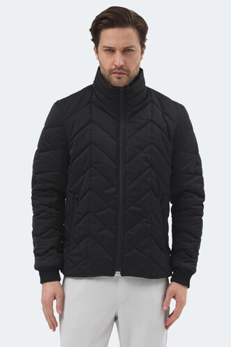 Slazenger - Slazenger BEAST Erkek Dik Yaka Fermuarlı Siyah Mont & Kaban