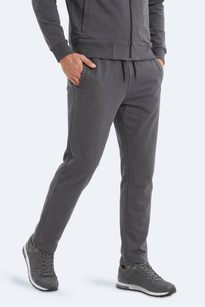 Slazenger BOOST GEAR Erkek Fermuarlı Dik Yaka Cepli Koyu Gri Eşofman Takımı