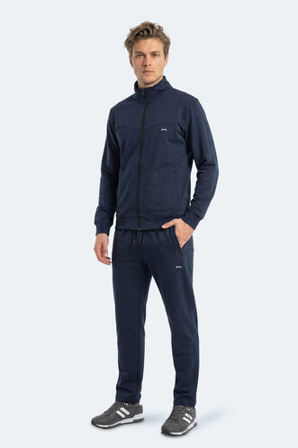 Slazenger - Slazenger BOOST GEAR Erkek Fermuarlı Dik Yaka Cepli Lacivert Eşofman Takımı