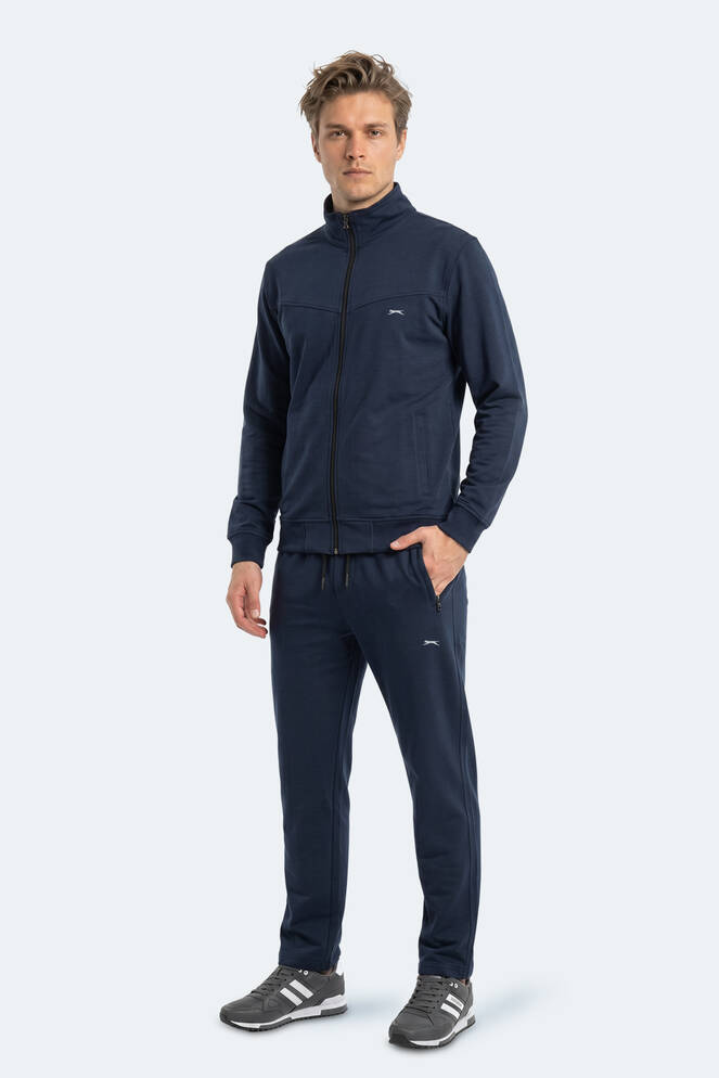 Slazenger BOOST GEAR Erkek Fermuarlı Dik Yaka Cepli Lacivert Eşofman Takımı