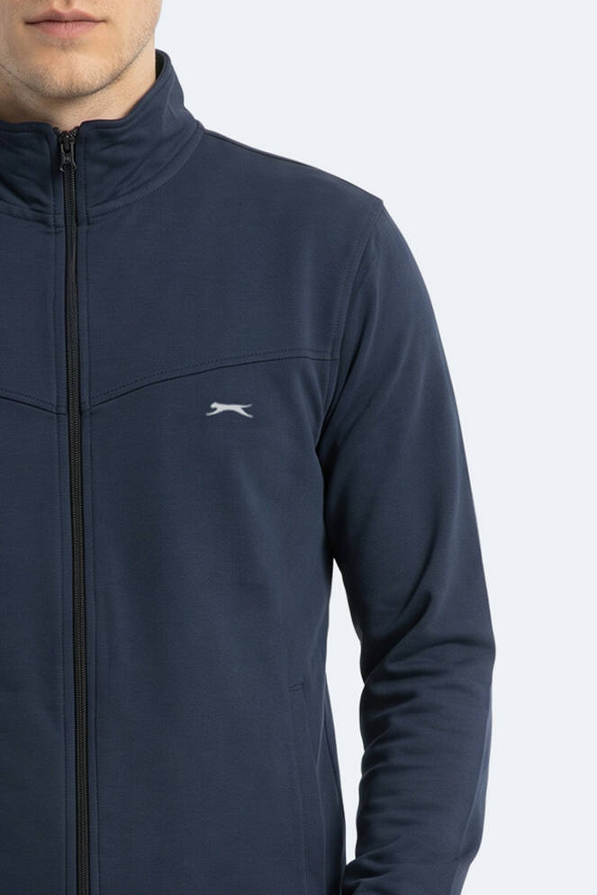 Slazenger BOOST GEAR Erkek Fermuarlı Dik Yaka Cepli Lacivert Eşofman Takımı