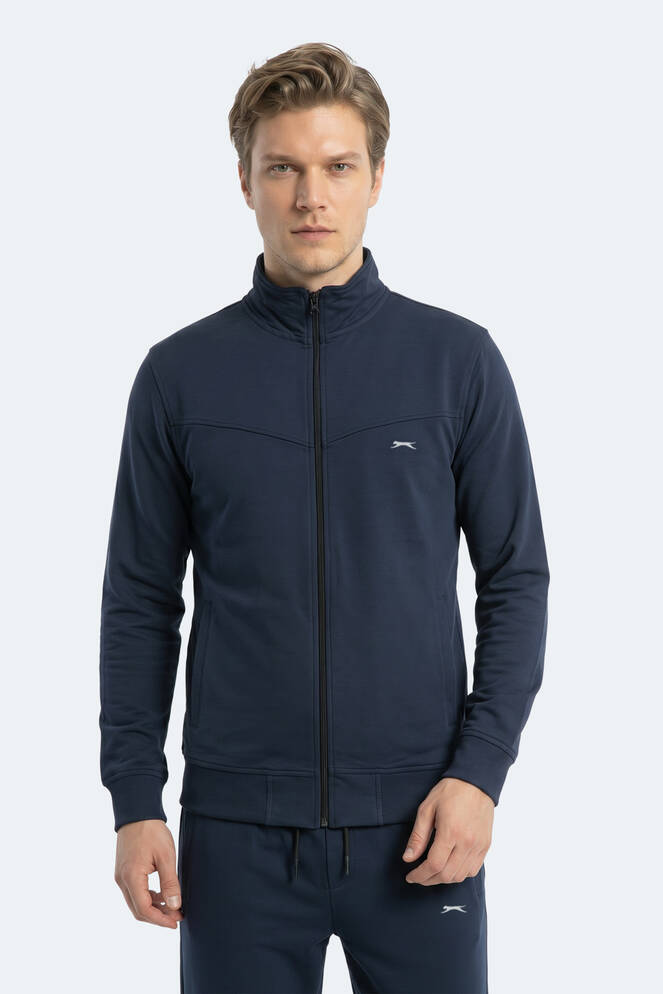 Slazenger BOOST GEAR Erkek Fermuarlı Dik Yaka Cepli Lacivert Eşofman Takımı