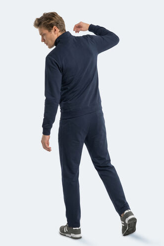 Slazenger BOOST GEAR Erkek Fermuarlı Dik Yaka Cepli Lacivert Eşofman Takımı - Thumbnail