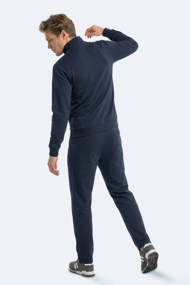 Slazenger BOOST GEAR Erkek Fermuarlı Dik Yaka Cepli Lacivert Eşofman Takımı