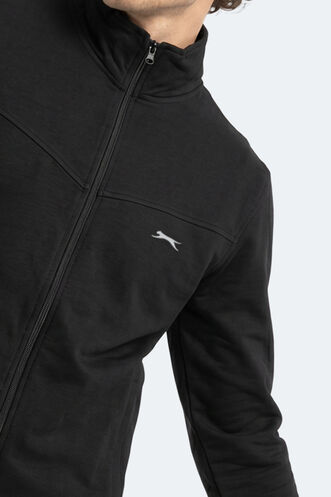 Slazenger BOOST GEAR Erkek Fermuarlı Dik Yaka Cepli Siyah Eşofman Takımı - Thumbnail