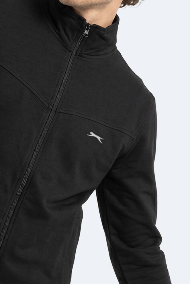 Slazenger BOOST GEAR Erkek Fermuarlı Dik Yaka Cepli Siyah Eşofman Takımı