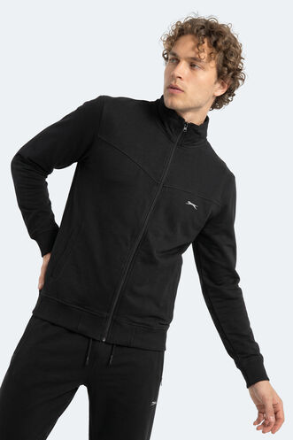 Slazenger BOOST GEAR Erkek Fermuarlı Dik Yaka Cepli Siyah Eşofman Takımı - Thumbnail