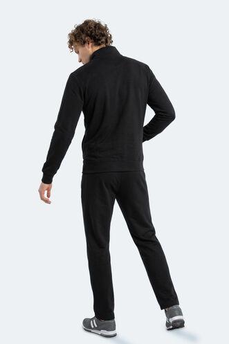 Slazenger BOOST GEAR Erkek Fermuarlı Dik Yaka Cepli Siyah Eşofman Takımı - Thumbnail