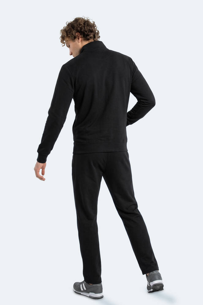 Slazenger BOOST GEAR Erkek Fermuarlı Dik Yaka Cepli Siyah Eşofman Takımı