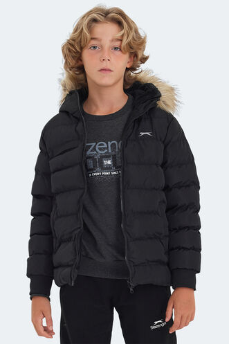 Slazenger CALISTO Unisex Çocuk Palto & Ceket Siyah - Thumbnail