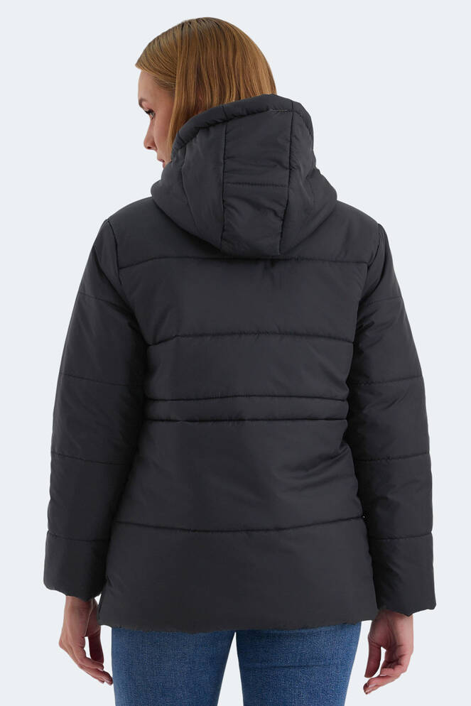 Slazenger CALLU Kadın Kapüşonlu Şişme Siyah Mont & Kaban