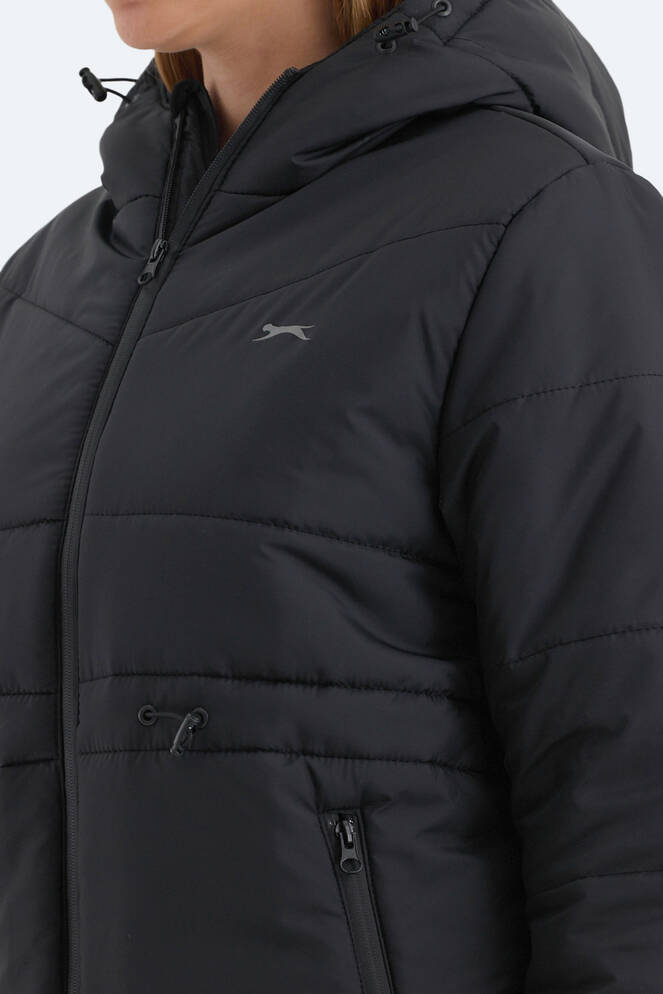 Slazenger CALLU Kadın Kapüşonlu Şişme Siyah Mont & Kaban