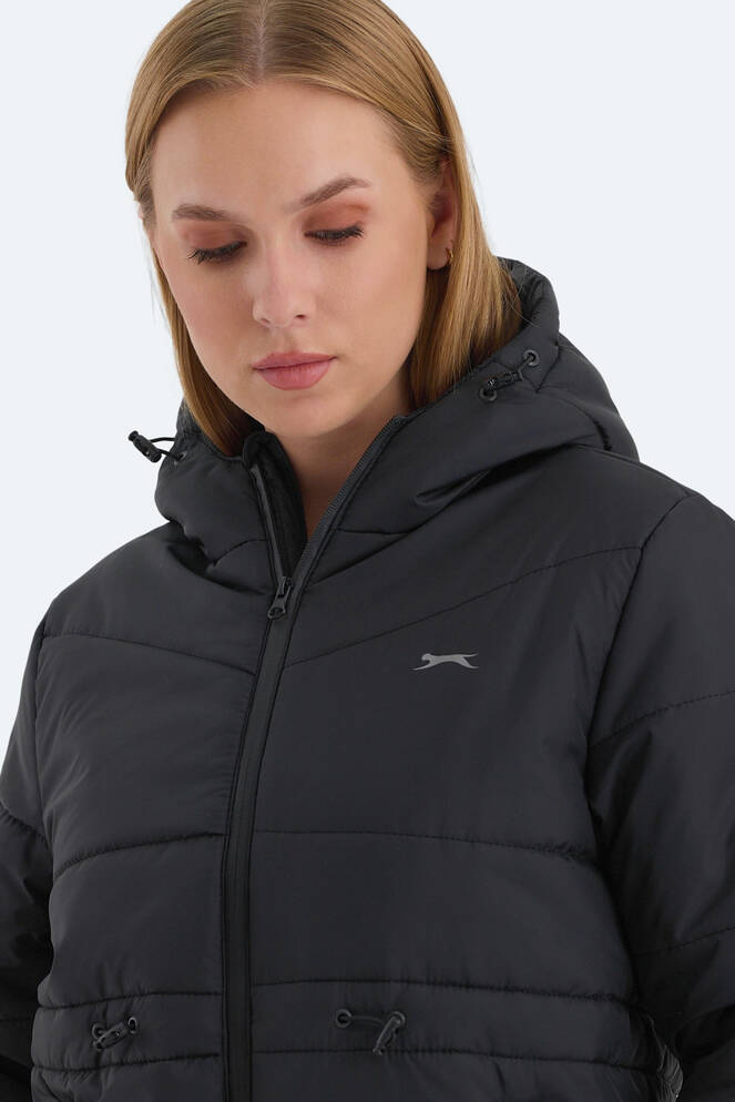 Slazenger CALLU Kadın Kapüşonlu Şişme Siyah Mont & Kaban