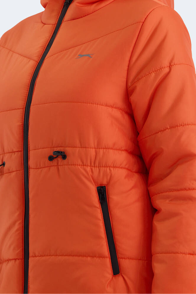 Slazenger CALLU Kadın Kapüşonlu Şişme Turuncu Mont & Kaban