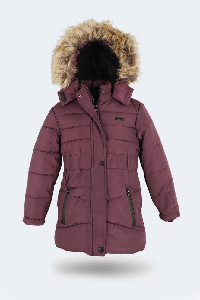 Slazenger CANDY NEW Kız Çocuk Kapüşonlu Şişme Mor Mont & Kaban