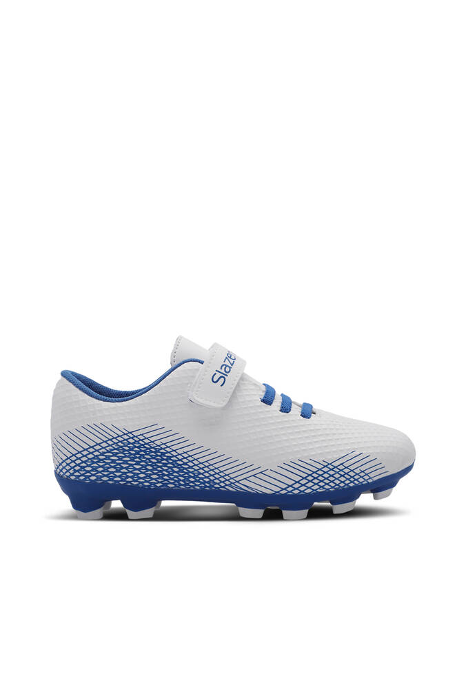 Slazenger CULTURAL Unisex Çocuk Futbol Ayakkabıları Beyaz - Kraliyet Mavi