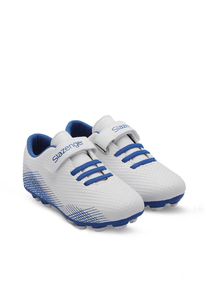 Slazenger CULTURAL Unisex Çocuk Futbol Ayakkabıları Beyaz - Kraliyet Mavi
