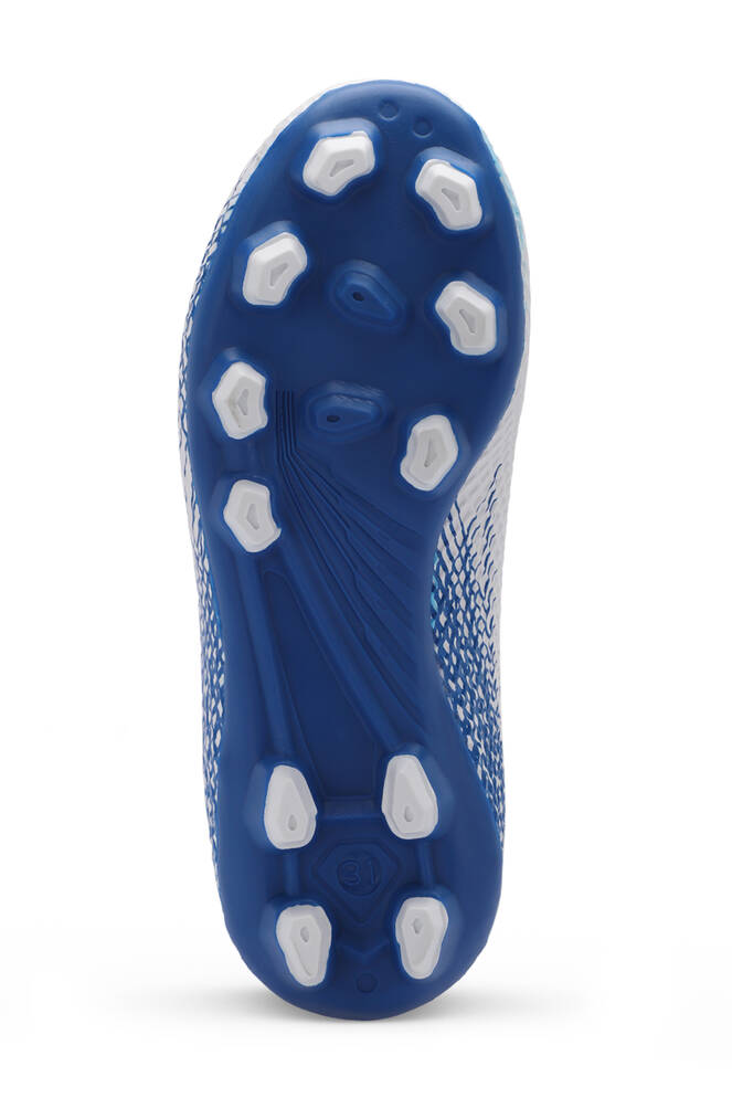 Slazenger CULTURAL Unisex Çocuk Futbol Ayakkabıları Beyaz - Kraliyet Mavi