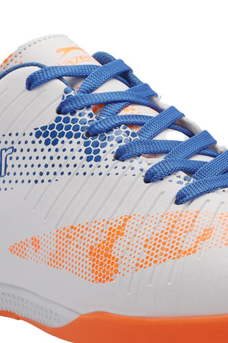 Slazenger CYPRUS Erkek Çocuk Futbol Ayakkabıları Beyaz - Kraliyet Mavi - Thumbnail