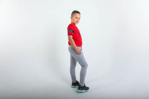 Slazenger DETLEV Unisex Çocuk Eşofman Altı Gri - Thumbnail